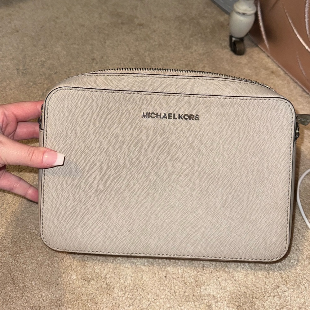 Michael Kors Cream Crossbody Bag with Saffiano Leather